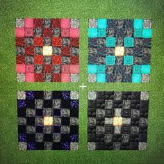 four different colored squares on green grass