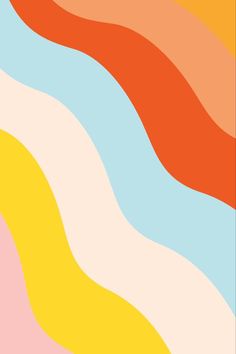 an abstract background with wavy lines in orange, pink, yellow and blue colors that are overlapping