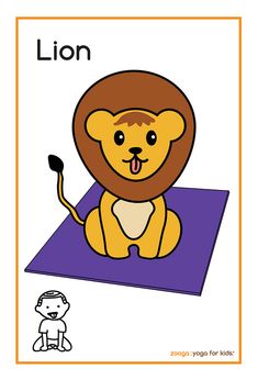 a lion sitting on top of a purple mat