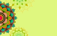 an abstract floral background with green, yellow and red colors on a light green background