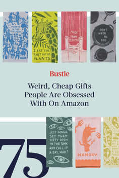 the front cover of an amazon gift card, featuring five different designs and words on it