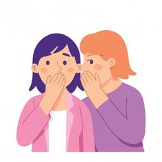 two women who are covering their faces with hands, one is touching the other's mouth