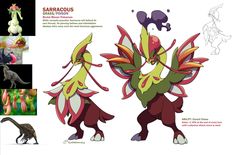 the concept art for sarracus, an animated character from pokemon's movie