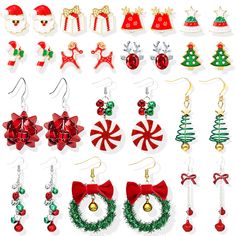 PRICES MAY VARY. CHRISTMAS EARRINGS:You will receive a set of cute Christmas Earrings for women, all composed of classic Christmas elements, including reindeer , gingerbread, snowmen, Christmas tree, Christmas hat, Santa Claus, and cane. The intricate detailing and vibrant colors make them stand out, ensuring you’ll be the center of attention at every gathering HOLIDAY EARRINGS:Wearing these cute earrings, coupled with the flashing lights on the Christmas tree, to help you easily create eye-catc Women Stocking Stuffers, Holiday Party Accessories, Earring Christmas, Santa Candy, Winter Earrings, Christmas Tree And Santa, Christmas Elements, Christmas Outfits Women, Holiday Earrings