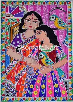 Madhubani Tree, Coloured Walls, Colourful Home Decor, Indian Wall Art, Madhubani Paintings, Home Decor Indian, Colourful Home, Indian House, Bright Walls