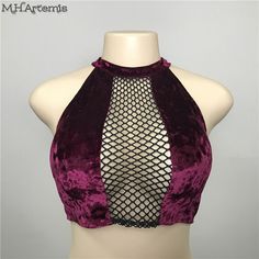 Backless Crop Top, Velvet Top, Look Cool, Festival Outfits, Outfits Summer, Tie Back, Halter Neck