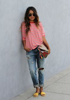 Summery Outfits, Style Casual Chic, Sincerely Jules, Mode Inspiration, Outfits Casuales, Ripped Jeans