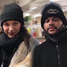 the man and woman are wearing winter hats