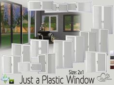 an image of a living room with lots of windows and furniture in the background that says just a plastic window