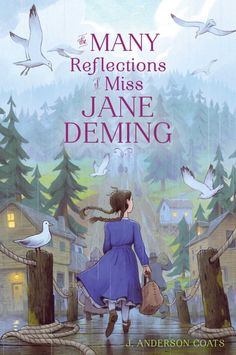 the cover of many reflections of miss jane demming, with birds flying over her head