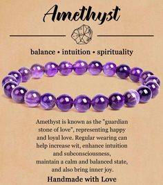 PRICES MAY VARY. 【Natural Crystal Bracelet】 Amethyst corresponds to the eyebrow wheel in the seven wheel system, responsible for wisdom and creativity, and enhancing intuition. Perfect for friends who need a lot of brain activity. 【Perfect Healing Bracelet】 Embrace the vibrant and harmonizing vibes of natural crystal stone. Natural stone bracelet can promote balance, allowing you to navigate life with confidence and enthusiasm. May wearing this spiritual crystal bracelet brings you some healing Best Healing Crystals, Amethyst Crystal Bracelet, Brain Activity, Healing Gemstone Bracelets, Bracelets With Meaning, Stone Accessories, Indian Agate, Spiritual Crystals, Crystal Healing Bracelets