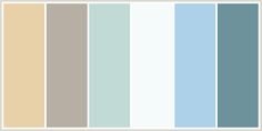 the color palette is light blue, beige and gray with white trim on each side