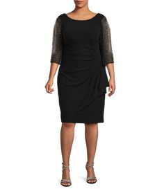 Shop for Alex Evenings Plus Size Round Neck 3/4 Sleeve Embellished Illusion Ruffle Sheath Dress at Dillard's. Visit Dillard's to find clothing, accessories, shoes, cosmetics & more. The Style of Your Life. Comfy Outfit Ideas, Outfit Ideas Plus Size, Black Tie Formal, Coctail Dresses, Alex Evenings, Spring Fashion Outfits, Dresses 2024, Dillard's, Cocktail Dress Party