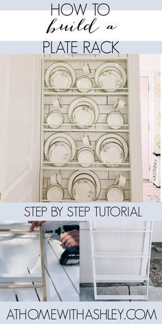 how to build a plate rack with step by step instructions and pictures on the bottom