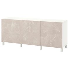 the sideboard with three doors and two drawers is shown in white marble finish,