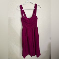 New With Tags Size 6 Color: Plum Purple Lined Midi Length Dresses, Casual Party Midi Dress With Fitted Bodice, Summer Purple Lined Midi Dress, Purple Lined Midi Dress For Summer, Lined Purple Midi Dress For Summer, Spring Purple Lined Midi Dress, Sundress Style Midi Dress For Date Night, Chic Purple Fitted Sundress, Chic Fitted Purple Sundress