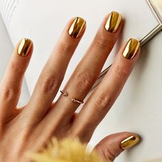 Faster shipping. Better service Metallic Gold Nails, Golden Nail Art, Brown Nails Design, Manicure Art, Golden Nails, Glitter Manicure, Gold Nail Polish, Mirror Nails