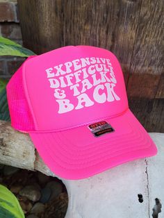 Expensive Difficult and Talks Back Trucker Hat, Funny Trucker Hat, Unhinged Hat, Foam Trucker Hat, Camo Trucker Hat, Neon Trucker Hat - Etsy Trucker Hat Funny, Hat Sayings For Women, Embroidered Trucker Hats, Cute Trucker Hats For Women, Trucker Hat Sayings, Funny Trucker Hats For Women, Funny Trucker Hats, Funny Trucker Hat, Camo Trucker Hat