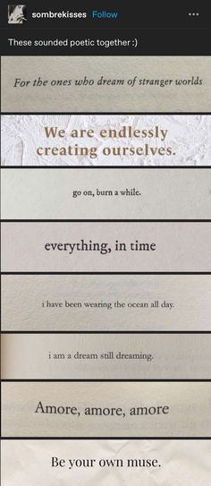 an image of some type of text on a cell phone with the caption'we are endlessly creating ourselves '