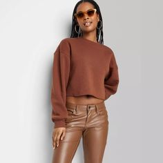 Women's Cropped Sweatshirt - Wild Fable™ : Target Cropped Zip Up Hoodie, Maximalist Style, Capsule Wardrobe Essentials, Flamboyant Natural, Cropped Zip Up, Fun Sweatshirts, Dress Bra, Fleece Sweatpants, Comfy Sweatshirt