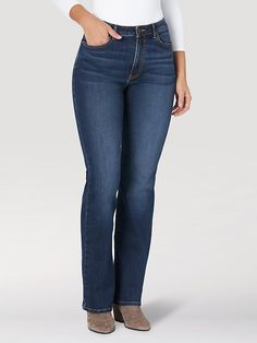 AT THE PEAK OF TIMELESS STYLE AND VERSATILITY A staple in the Wrangler® assortment and a staple in women's closets around the world. These Wrangler women's straight leg jeans are crafted with a figure-flattering high rise that contours your curves with a comfortable, no-gap waistband. The classic straight leg silhouette extends from the thigh through the hem for an opening that fits snugly around boots, heels, sandals, and sneakers. Versatile, year-round style reaches its peak with these timeles Boots Heels, The Peak, Heels Sandals, Dark Wash Denim, Dream Clothes, Dream Wardrobe, Timeless Style, Straight Leg Jeans, Leg Jeans