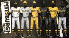 a group of baseball players standing next to each other wearing uniforms that read pirates on them