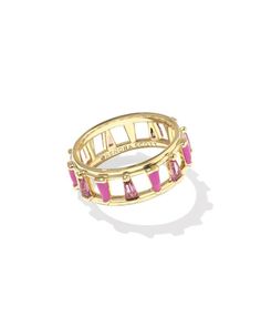 Kelsey Gold Band Ring in Pink Mix | Kendra Scott Affordable Gold Rings, Kendra Scott Ring Gold, Cute Jewelry Gold, Kendra Scott Rings, Kendra Scott Ring, Dainty Jewelry Necklace, Preppy Jewelry, Colorful Stones, Simple Pendant