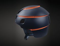 the helmet is designed to look like it has an orange stripe on the front and side