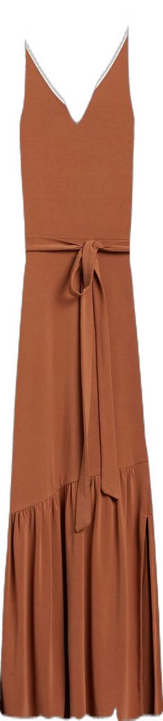 Chic Flowy Midi Dress For Workwear, Stretch V-neck Midi Dress With Side Slits, Stretch Midi Dress With Side Slits And V-neck, Elegant Solid Color Midi Dress With Side Slits, Belted Viscose Maxi Dress, Belted Viscose Midi Maxi Dress, Chic Belted Viscose Maxi Dress, Belted Midi Maxi Dress In Viscose, Elegant Solid Color Dress With Flowy Skirt