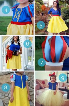 huge list of DIY princess costumes: DIY Snow white costume and more! Snow White Costume Toddler, Diy Snow White Costume, Sleeping Beauty Halloween, Diy Princess Costume, Snow White Outfits, White Halloween Costumes, Diy Snow, Costume Toddler, Snow White Dresses