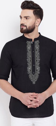 Black and Grey color Kurta in Blended Cotton fabric with Embroidered, Thread work Thread Work, Color Blending, Grey Fashion, Grey Color, Summer Sale, Blending, Gray Color, Black And Grey, Cotton Fabric