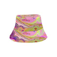 These Cool Colorful Boho Bucket Hats feature a Retro Pink, Yellow and Magenta Abstract Groovy Art Original All Over Print Design. It will keep the Sun off your face and give you a cool vibe at the same time! The Unisex construction make it perfect for Women, Men, Teens and Tweens. Made from Chino Cotton Twill – these bucket hats are soft, slightly shiny, comfortable, and fun! This Original Digital Oil Painting by My Rubio Garden features a Retro Pink, Yellow and Magenta Abstract Groovy Swirl Liq Groovy Art, Summer Bucket Hat, Marbling Art, Sun Hats For Women, Marble Art, Garden Features, Marbling, Bucket Hats, Red Accents