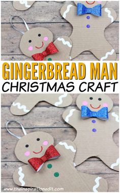 gingerbread man christmas craft made out of cardboard and paper with the words gingerbread man on