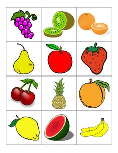 Set of 24 picture cards of fruits and vegetables for sorting. Veggie Crafts, Fruit Printables, Vegetables Pictures, Healthy Eating Games, Food Flashcards, Kids Preschool Learning, Fruits And Vegetables Pictures, Game Fruit, Color Sorting Activities