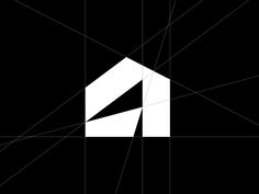 a black and white logo with lines in the middle that make it look like an arrow