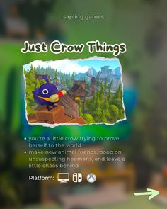 the game screen for just grow things, with an image of a bird on it