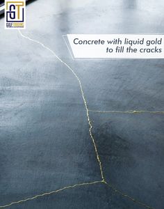 concrete with liquid gold to fill the cracks on it and then cracks in between