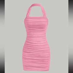 Cute Pink Dress , Never Worn Size M Baby Pink Homecoming Dress, 13th Birthday Dress, Halter Neck Dress Short, Pink Dress Outfit Party, Polyvore Outfits Aesthetic, Sparkly Hoco Dress, Middle School Dance Dresses, Pink Fitted Dress, Dress Short Tight