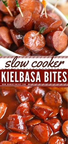 Slow Cooker Kielbasa Bites, crockpot, slow cooker recipes Keilbasa Recipes Pasta, Turkey Kielbasa Recipes, Crockpot Potluck, Recipes Pasta Salad, Kielbasa Appetizer, Crockpot Party Food, Turkey Kielbasa, Recipes Hamburger