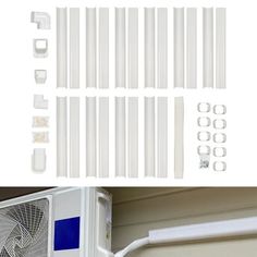 an air conditioner is shown with different parts to be installed on the side of it