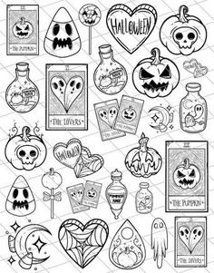 halloween coloring pages with pumpkins, jack - o - lanterns and ghost faces on them