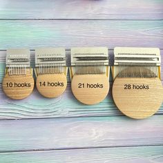 four combs are labeled in different sizes