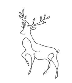 a line drawing of a deer with antlers on it's head and neck