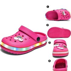 Light Up Fun Kids Shoes These Kids Garden Shoes Are Equipped With Led Lights Flashing Effect To Bring Children Fun To Walk. These Kid Clogs Using High-Quality Upgraded Versions Of The Light Bar Are Not Easily Damaged, Do Not Require Charging Equipment, And Are Suitable As Gifts For Children. Color ..... Pink Size ..... 13.5 / 33 Cute Slip-on Summer Clogs, Cute Summer Slip-on Clogs, Cute Non-slip Summer Clogs, Cute Summer Clogs With Round Toe, Pink Non-slip Plastic Sandals, Summer Plastic Non-slip Clogs, Summer Non-slip Plastic Clogs, Summer Closed Toe Plastic Clogs, Playful Slip-on Plastic Sandals