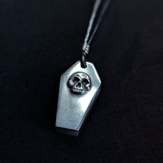 Small solid silver coffin pendant with skull on front. High polish finish. H: 30mm X W: 15mm X D: 3mm. No chain. Alt Clothes, Dope Jewelry, Pendant Necklaces, Jewelry Necklace Pendant, Shoe Accessories, Jewelry Necklaces, Necklaces, Pendant Necklace, Chain