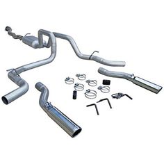 an image of a performance exhaust system for a car that is not in service or on the road