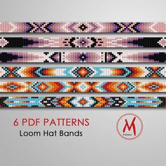 six different patterns for loom knit bracelets with the text 6 pf patterns