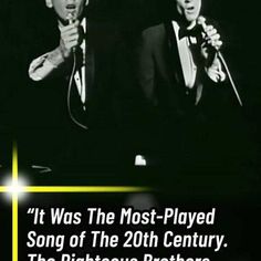 two men in tuxedos singing into microphones with the caption it was the most - played song of the 20th century