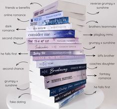 a stack of books sitting on top of a white table