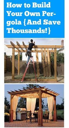 a man on a ladder working on a wooden structure